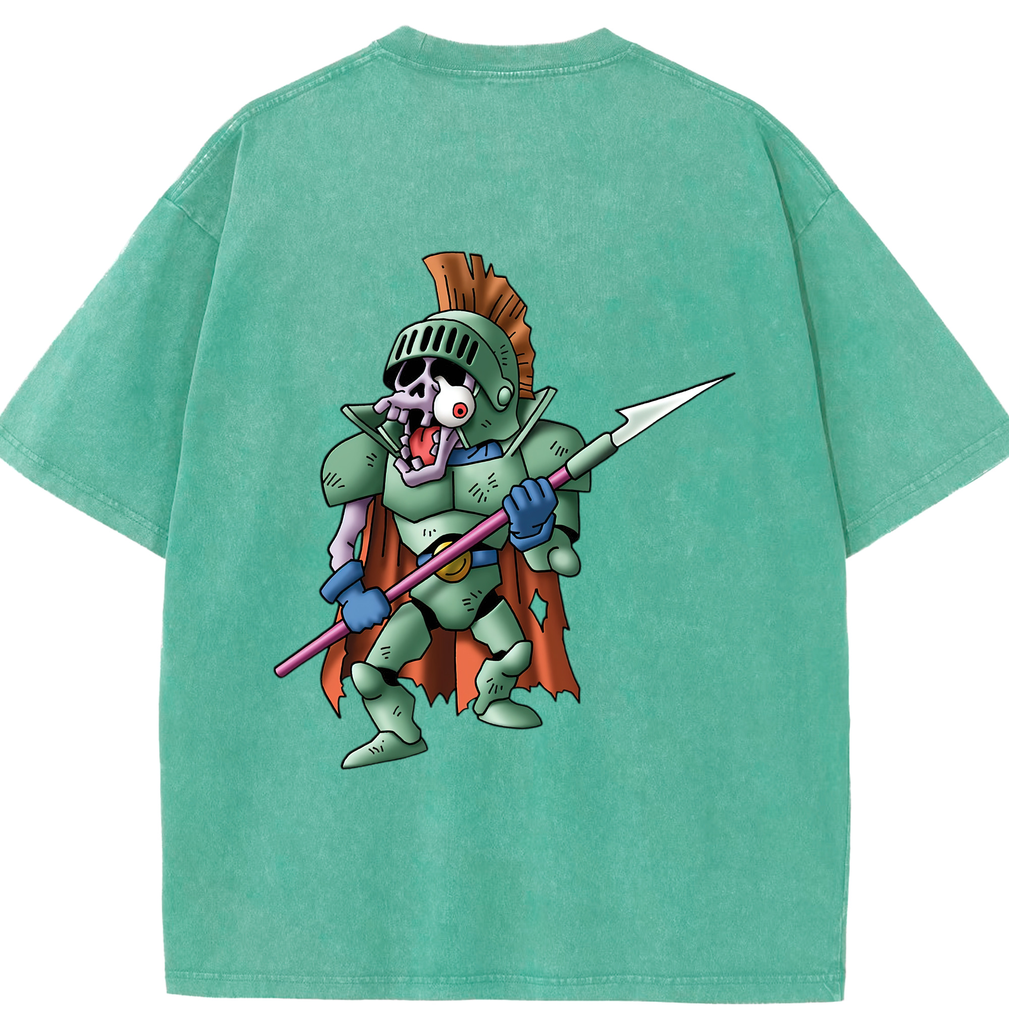 （画像用） ドラゴンクエスト Doragon Kuesuto Dragon Quest 綿100% ヴィンテージ風 半袖Tシャツ（背面プリント）